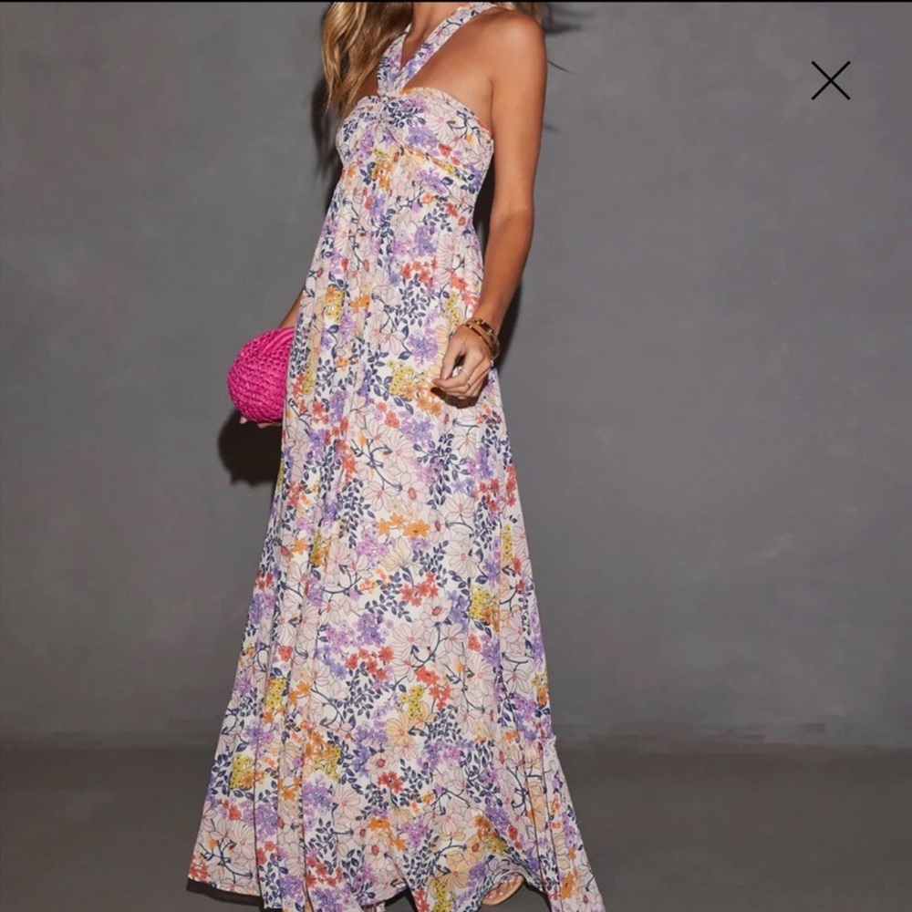 Vici Aulani Halter Neck Printed Empire Maxi Dress- Small